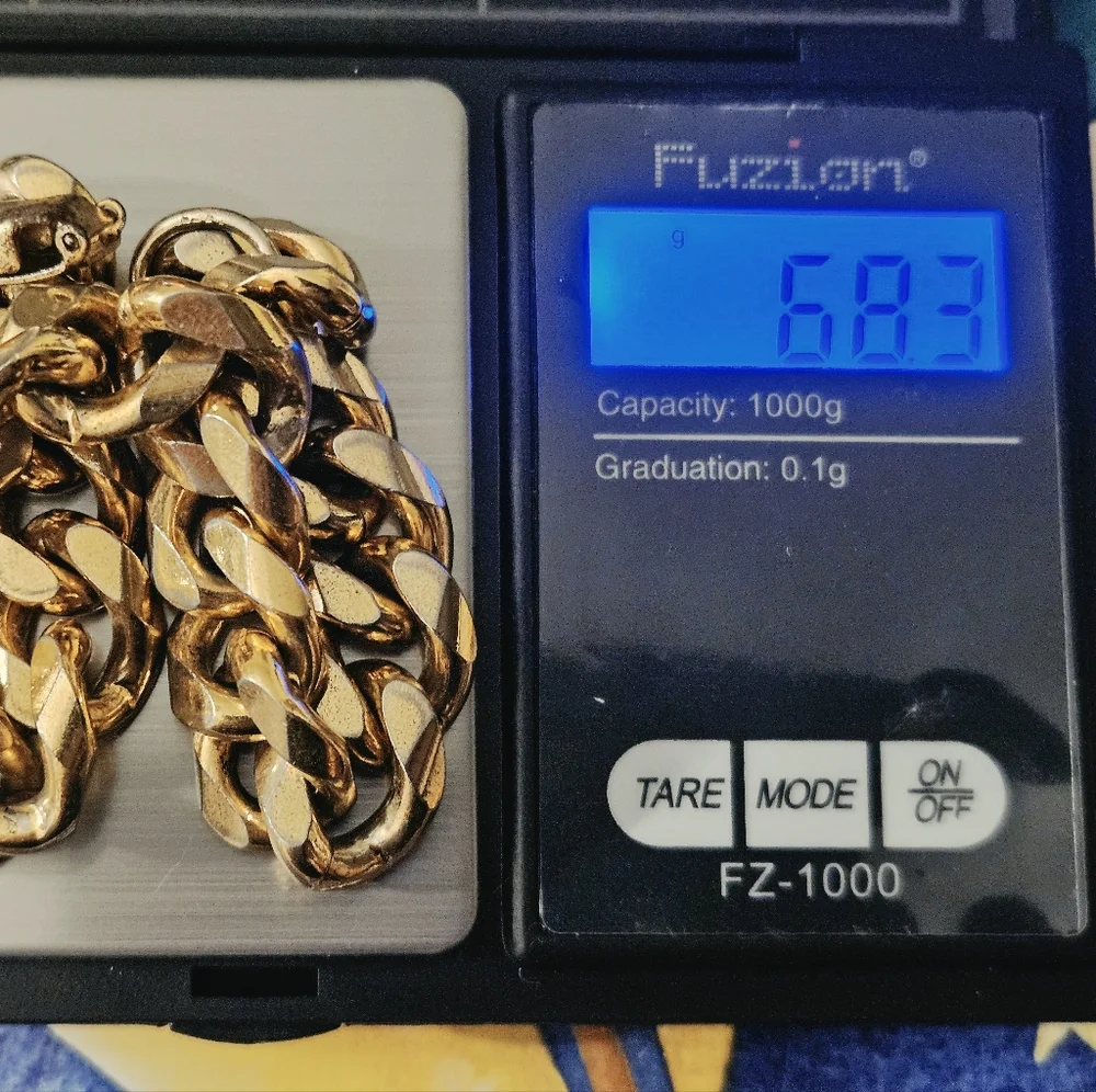 VTG Chunky Goldtone Miami Cuban Link Bracelet 68.3g Sz 8